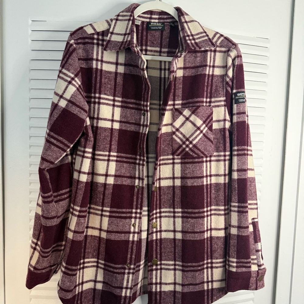 Woolrich Burgundy Plaid Shirt Jacket